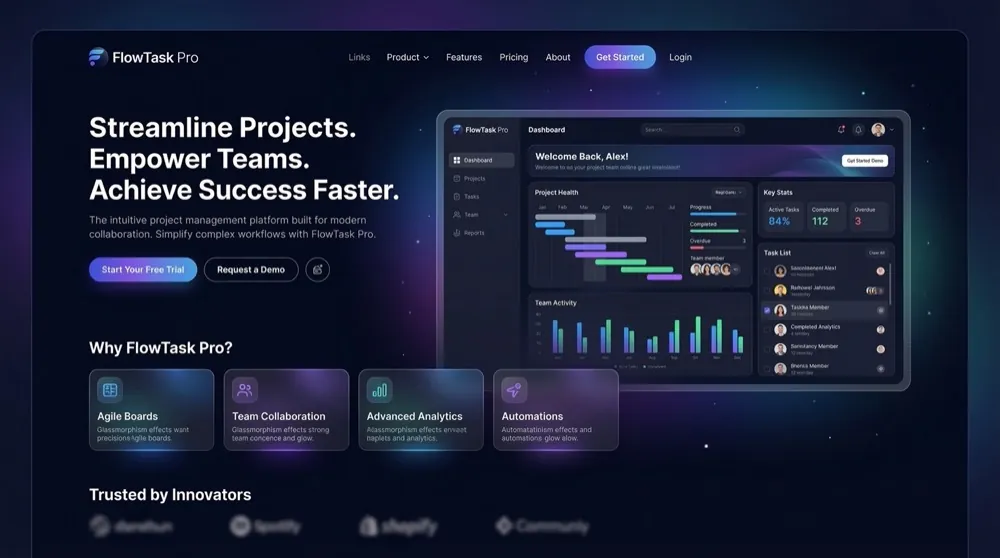 Muestra de diseño: FlowTask Pro